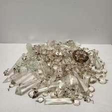 Vintage Job Lot Glass Faceted Chandelier Lamp Crystal Restoration