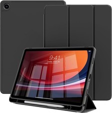 Slim Trifold Stand Case for 11 Inch Samsung Galaxy Tab A9 2023, Black, with Pen