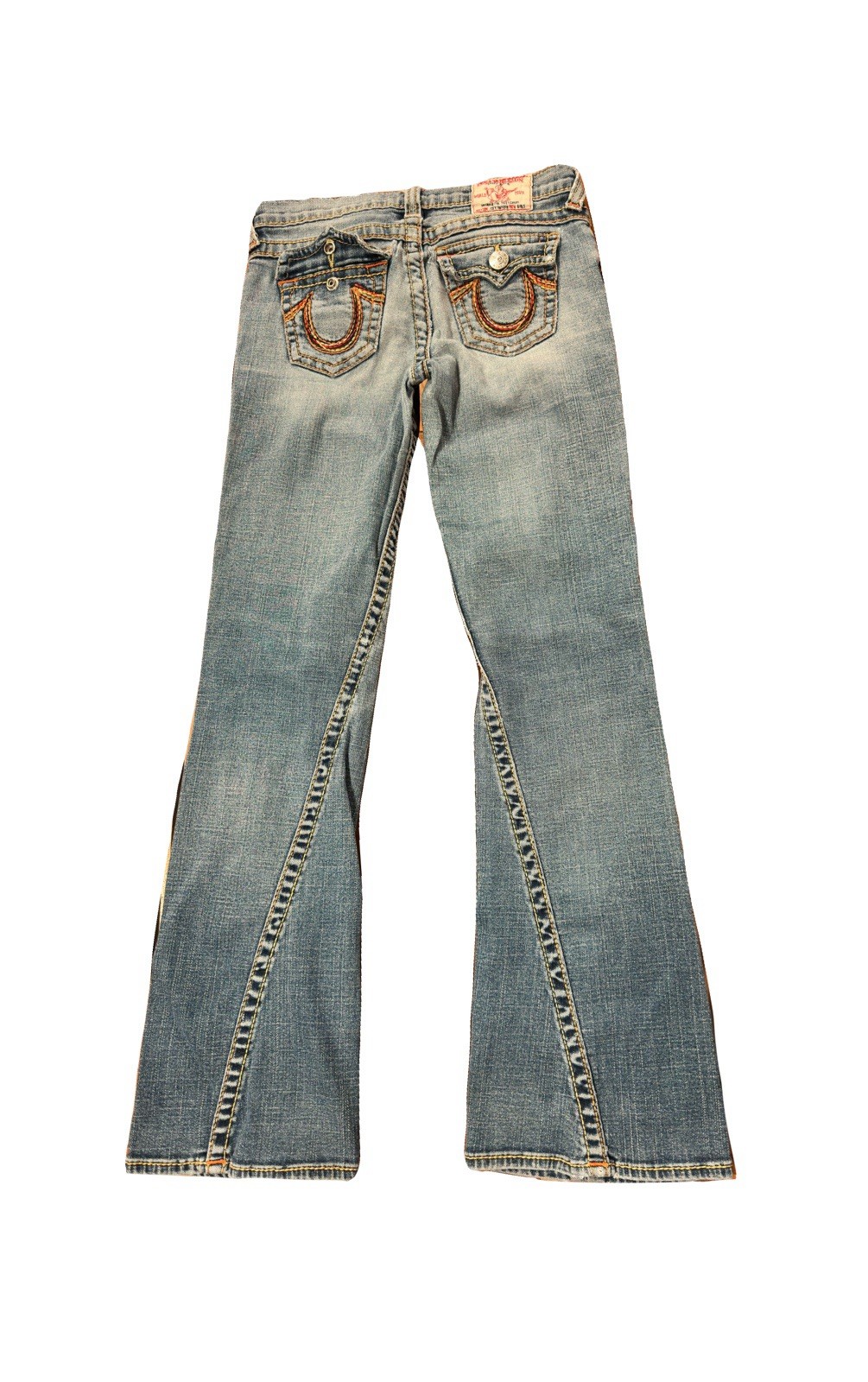 Light Wash Blue Denim Pockets Logo Size 14