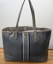 Tory Burch Gemini Link Large Tote Bag Gray Navy Work Shoulder Bag