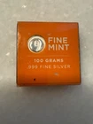 100 Grams Cast-Poured Silver Bar 9Fine Mint 999 Fine Silver Square Bar