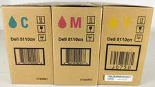 Lot of 3 Dell 5110cn High Yeild Toner Cartridges CMY GD900 KD557 JD750 - NEW OEM