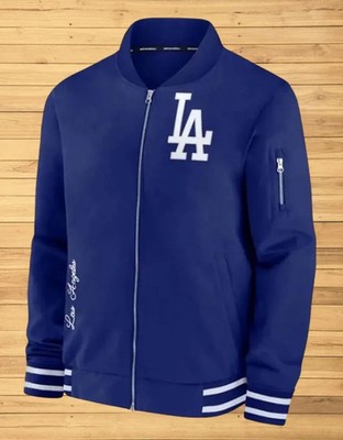 LA Da-ve Roberts LA Dod-gers Blue Fleece Bomber Style Varsity Jacket For Men