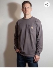 Carhartt K126 Men's Loose Fit Heavyweight Long-Sleeve Pocket T-Shirt Gray Small