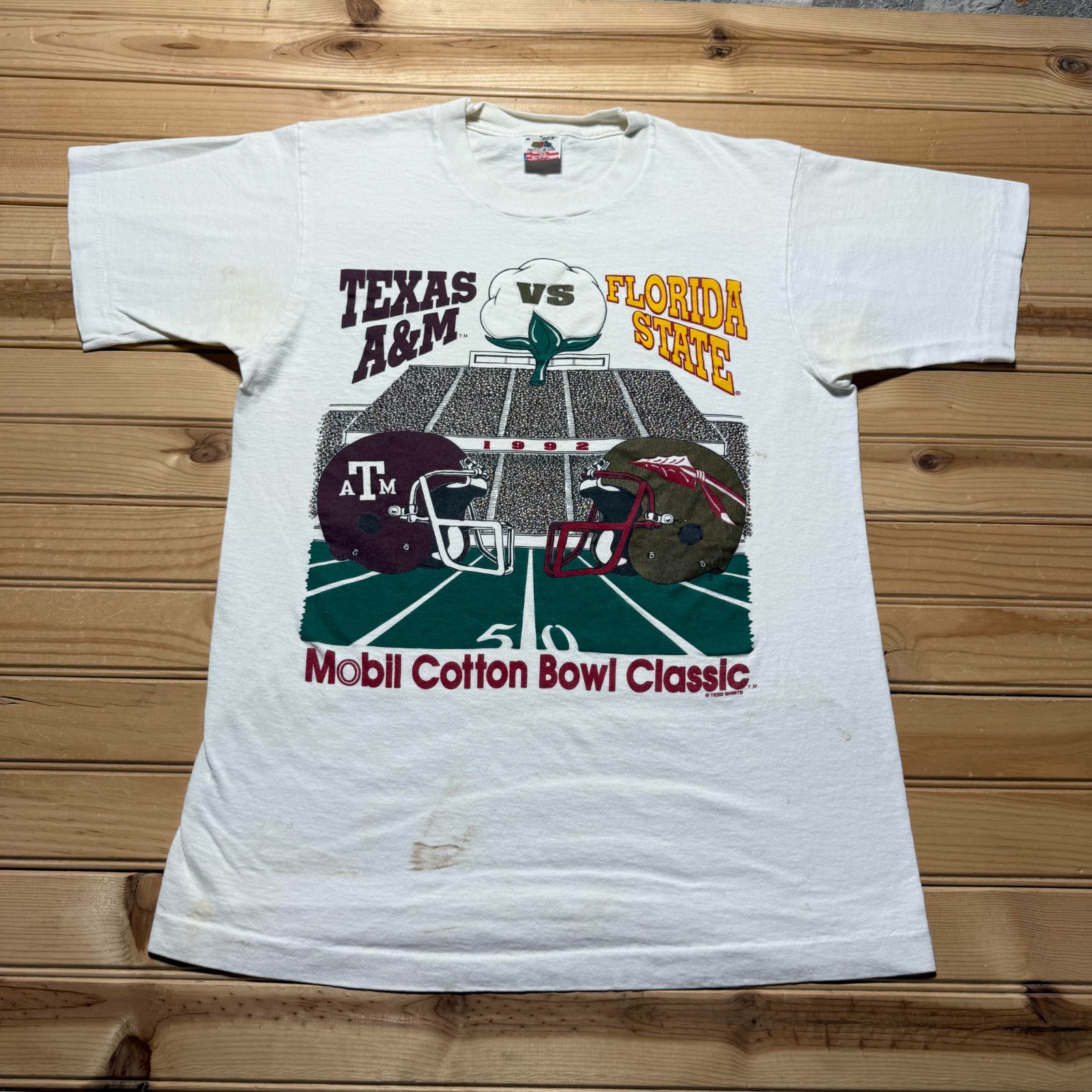 Vintage 1992 Texas A&M vs Florida State Cotton Bowl Classic NCAA Shirt - Medium