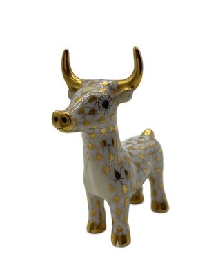 Herend Interior Decor White Figurine Zodiac Sign Ox