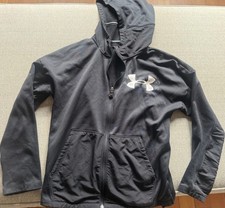 Under Armour Hooded Black Zip Up Jacket Hoodie YXL Youth XL Pockets