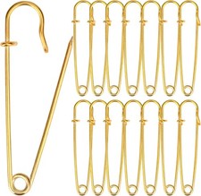 15 PCS 4 Inch Extra-Large Safety Pins - Heavy Duty Steel Pins for Blankets and