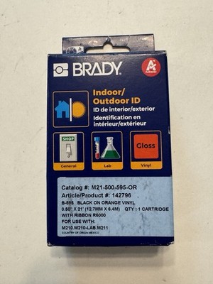 Brady M21-500-595-OR Label Tape Cartridge Black on Orange Continuous