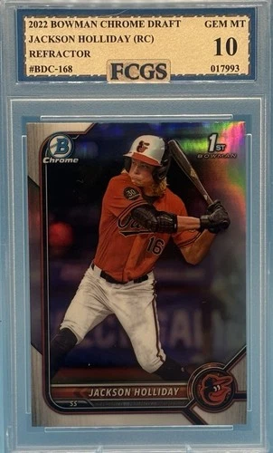 2022 Bowman Draft Chrome Jackson Holliday #BDC-168 Refractor (RC) FCGS 10