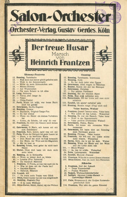 ''Der treue Husar'', Marsch, Erich Frantzen, für Salonorchester