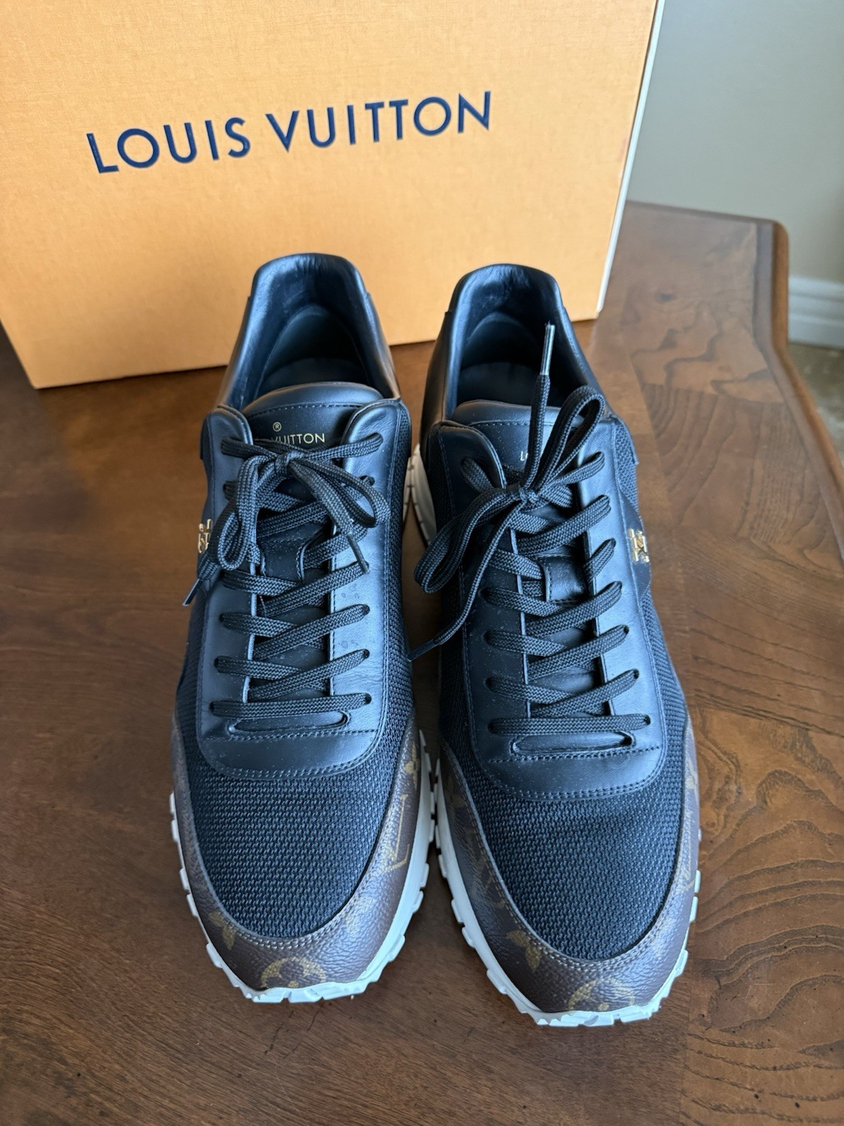 Louis Vuitton Men’s Run Away Size 10 Black Brown Monogram Canvas & Mesh Low Top image 2