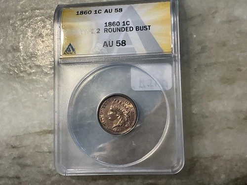 1860 Indian Head Cent Type2 AU58 Rounded Bust