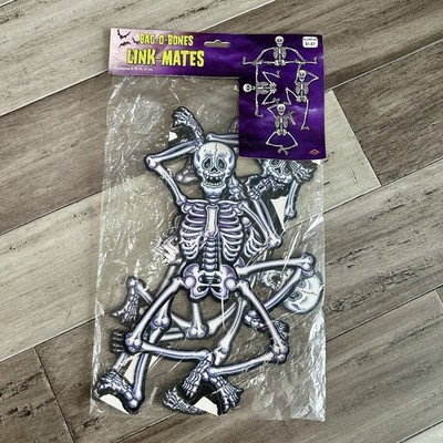 Vtg BEISTLE Bag-O-Bones 4 pc 16'' Link Mates Interlocking SKELETONS Die Cut NOS