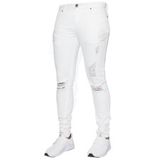 Enzo Jeans Mens Skinny Slim Fit Ripped Stretch Denim Trouser Pants UK Waist Size