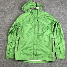 REI Jacket Boys Large 14/16 Green Hooded Windbreaker Rain Shell Water
