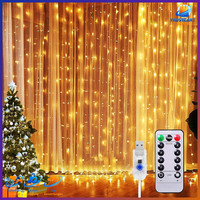 Lichtervorhang 3X2M 200 LED Innen Mit Fernbedienung Timer 8 Modi IP65