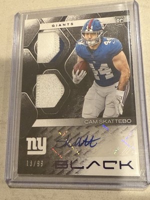 2025 Panini Black Cam Skattebo RC 2 color patch auto /99 New York Giants RSM-CSO