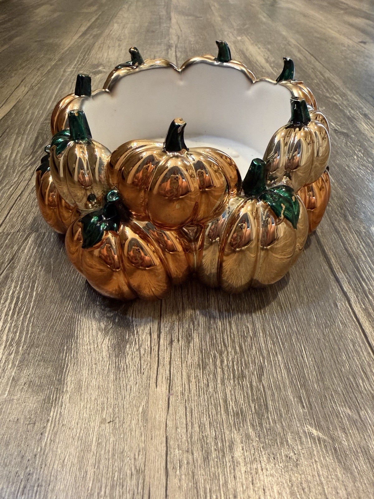 Bath & Body Works Pumpkin Patch Metallic 3 Wick Candle Holder Fall Halloween