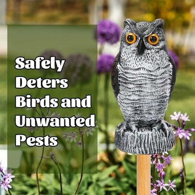 Owl Decoy Statue Protect Garden Yard Scare Birds Away Pigeon Repellent Scarecrow