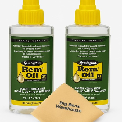 #ad 2 Pack Rem Oil Bottle 2 Ounce Green rem Oil with Big Bens Warehouse Cloth $15.99