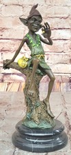 Hot Cast Goblin Gnome Signed Original Lost Wax Marble Base Figurine Figure Deco