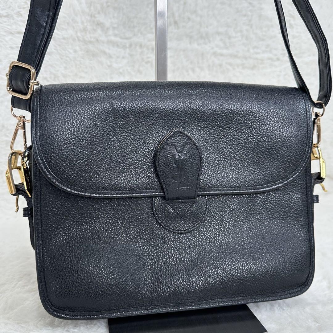 Borsa a tracolla Yves Saint Laurent YSL pelle nera oro logo ferramenta usata