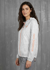 New Balance Women  s Nylon White and Gray Hooded Windbreaker Jacket   Size M