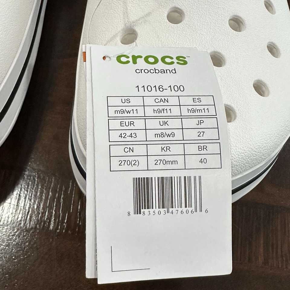 Zuecos Crocs Unisex-Adulto Crocband, Blanco, 11 Mujeres 9 Hombres EE. UU. (11016) Foto 4 de 4