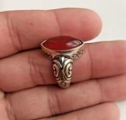 Ancient Vintage Victorian Sterling Silver Ring Red Carnelian Stone Size 9.5