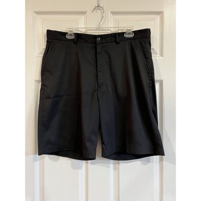 Pebble Beach Men's Golf Shorts Flat Front Size 36 Black 4 Pockets Belted Stretch