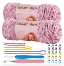 Velvet Yarn Chenille Yarn 4x100g Polyester Soft Pink 2/Dark Gray 2