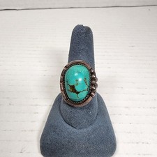 Beautiful Vintage Navajo Turquoise Sterling Silver Ring Size 10