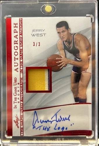 2025 Leaf In The Game Used Jerry West 3 Color Game Used Auto Inscription SSP/3