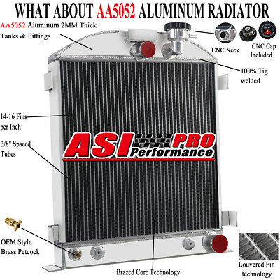 3-ROW Aluminum Radiator For 1932 FORD MODEL HI-BOY ROD CHEVY 3.3L V8 ENGINE