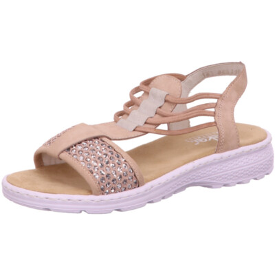 RIEKER V18L6-31 Rosa Pink/Nude Sequined Comfort Sandal EU 37 38