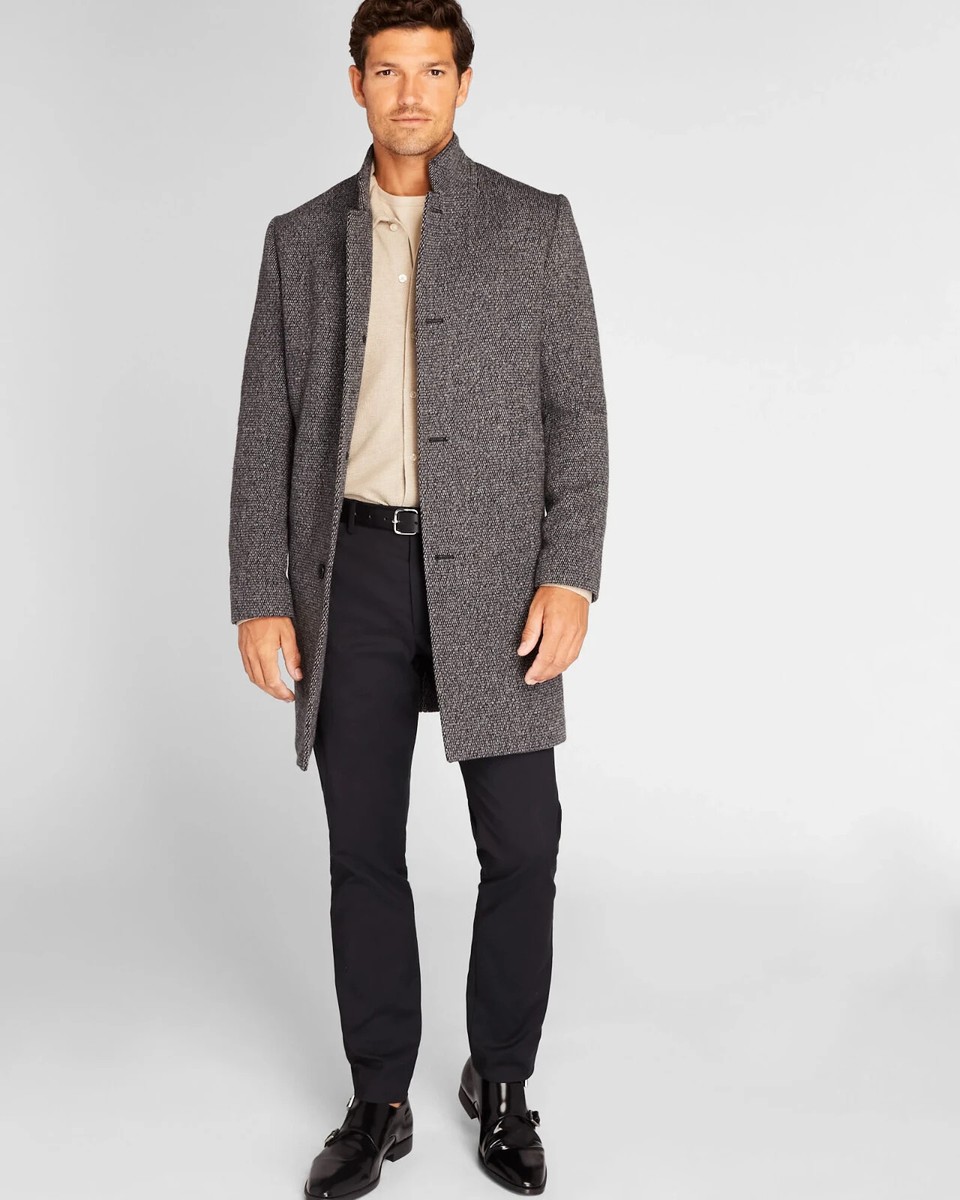 Tailored Coat Funnel Neck Top Coat FUNNEL NECK JACKET BLACK