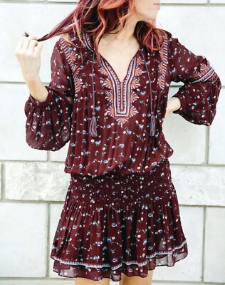Ulla Johnson Gita Embroiderd Boho Dress Women's Western Floral Cottagecore Sz.2