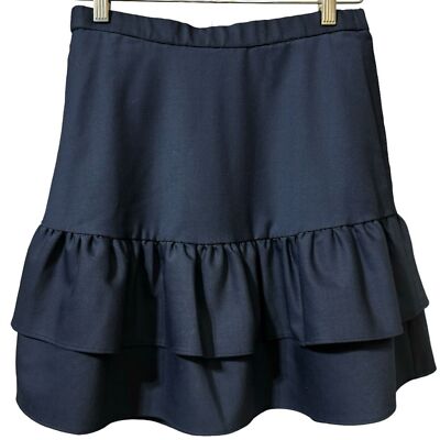 Ruffle Mini Skirt Women's Size Navy Wool Blend