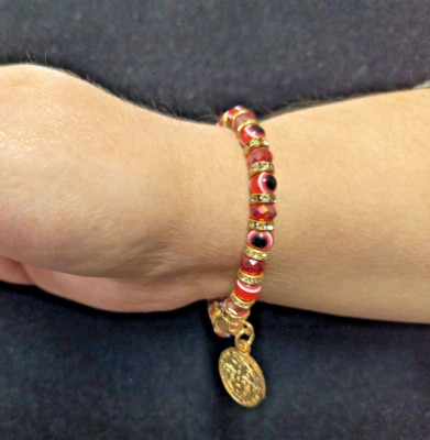 San Benito with Ojo Stretchable Bracelet Red/gold