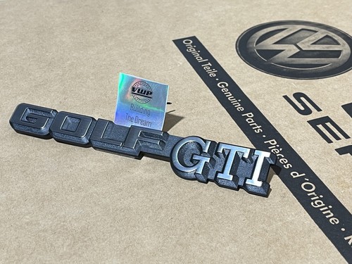 VW Golf MK2 Rear Golf GTI Badge Emblem Satin Black and Chrome to 87 Genuine OEM - Picture 6 of 8