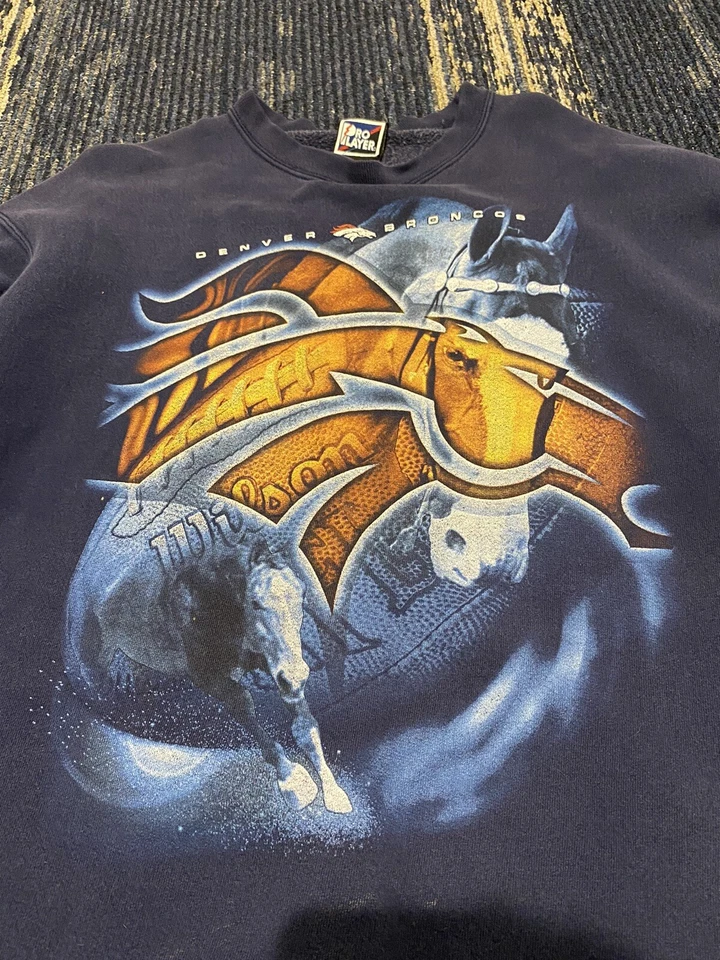 Vintage 90s Denver Broncos Pullover Sweater Engle NFL Crewneck Sweatshirt XXL XL - Image 2 of 4