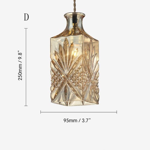Retro Adjustable Cable Decanter Glass Bottle Pendant Light Chandelier Fixture - Picture 3 of 11