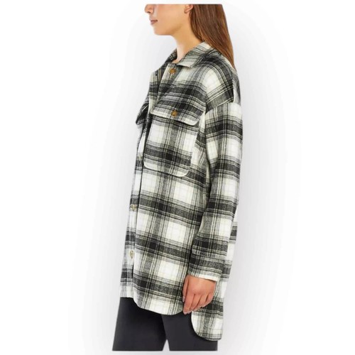 NWT! Banana Republic Women’s Plaid Flannel Shirt Jacket, Black/Green/Brown - 第 2/19 張圖片