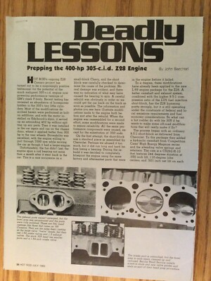 ENG284 Article Engine Prepping the 400hp 305 cid Z28 Engine July 1983 4 page
