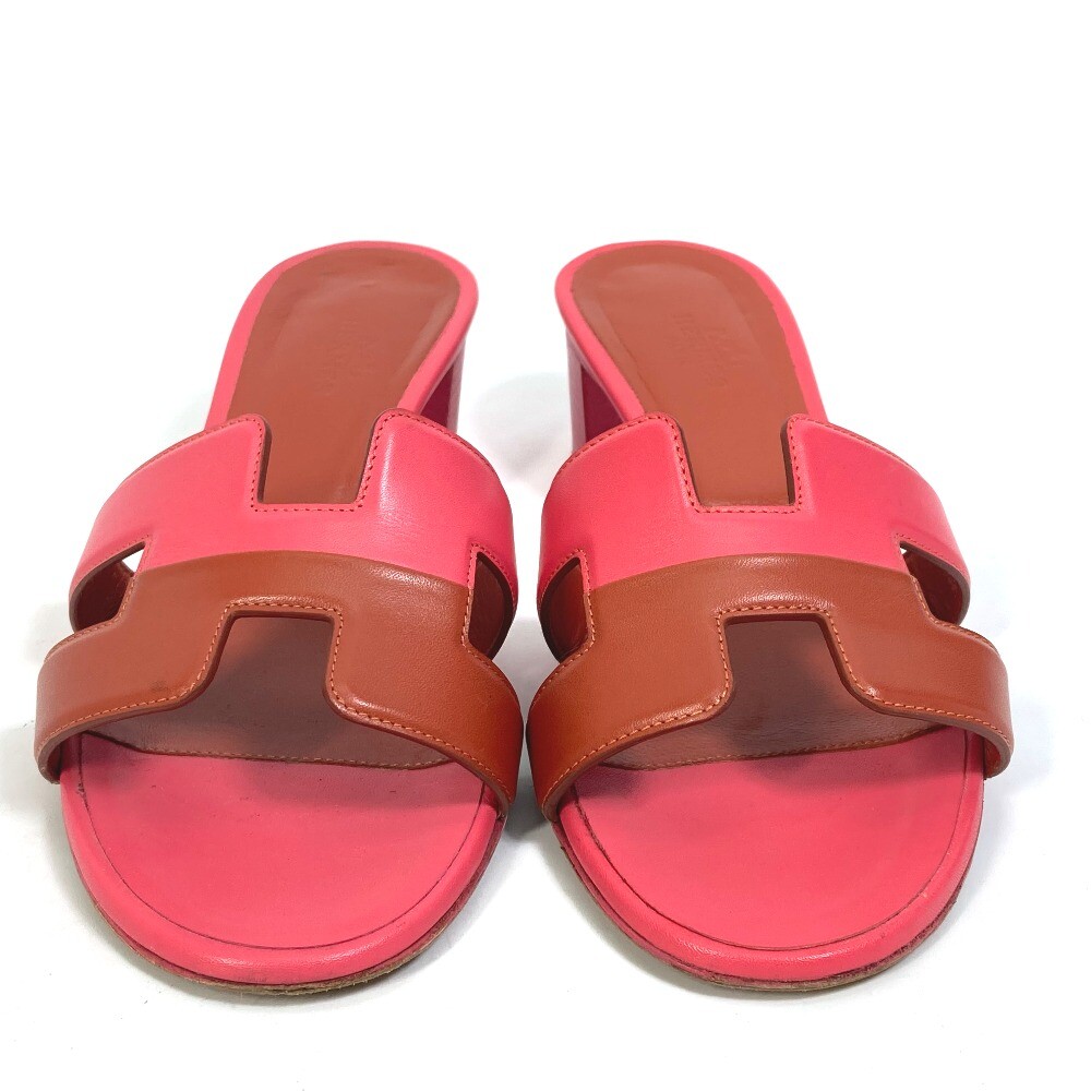 HERMES エルメス　オアジス　オアシス　36 ピンク　ミンク　ファー HERMES shoes Oasis Bicolor Sandals Leather pink/Brown | eBay