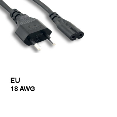 [Lot10] 6Ft EU Europe Non-Polarized 2 Pin Power Cable IEC-60320 C7/CEE 7/16 18AW