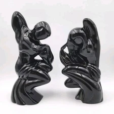 Vtg Royal Haeger Style Black Ceramic Lover Sculpture Mid-Century Modern Art Deco