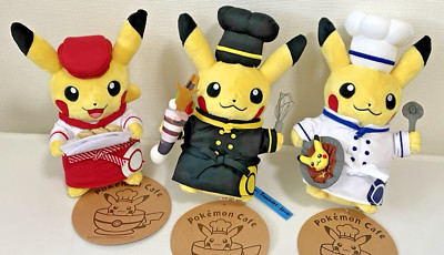 Pokemon Cafe Limited Plüsch Puppe Pikachu Chef Konditor Kellnerin 3er Set