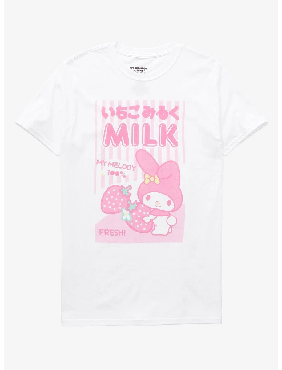 Sanrio My Melody Strawberry Milk Girls T-Shirt Size L
